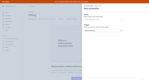 Billing – nicelydone.club – Stripe [Test] screen