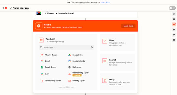 Name your zap | Zapier screen