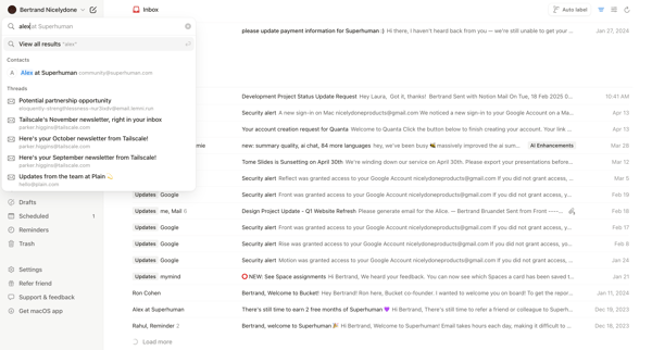 99+ • Inbox • nicelydoneproducts@gmail.com • Notion Mail screen