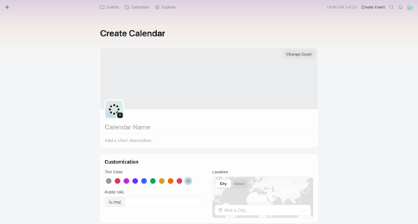 Create Calendar · Luma screen