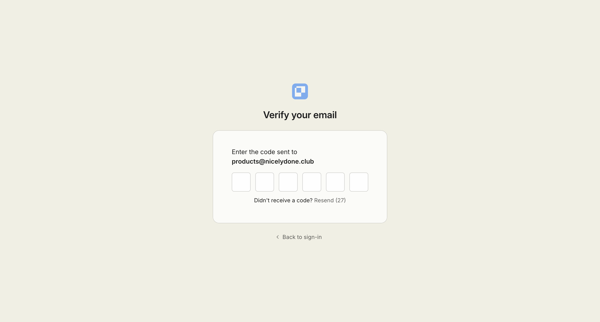 Verify your email screen