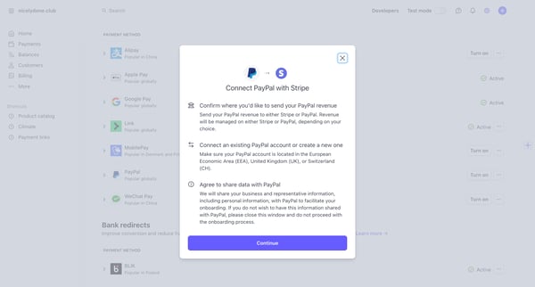 Payment methods – nicelydone.club – Stripe screen