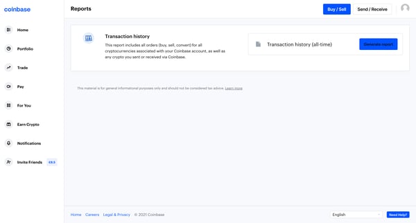 Coinbase screen