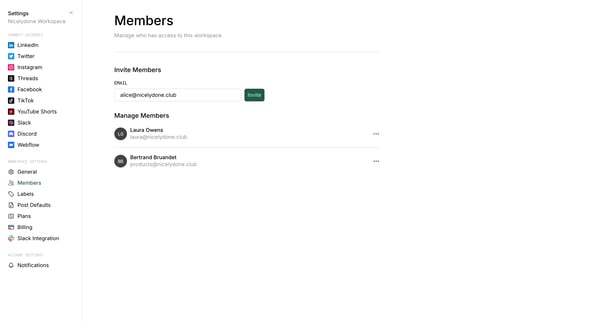 Members screen