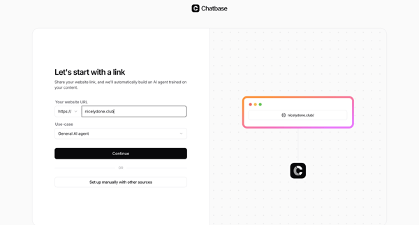 Create Agent - Chatbase screen