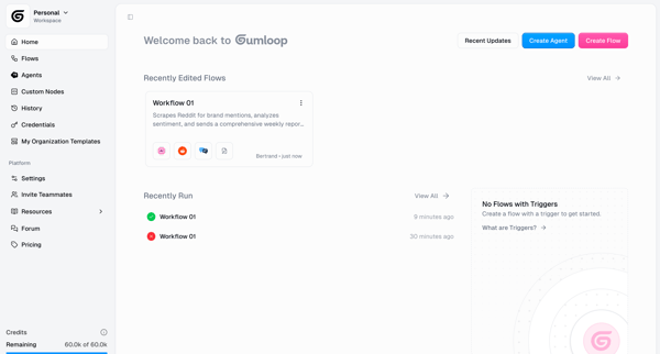 Gumloop | Hub screen