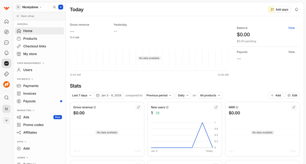 Dashboard | Whop screen