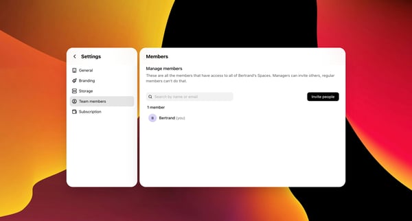 Settings screen