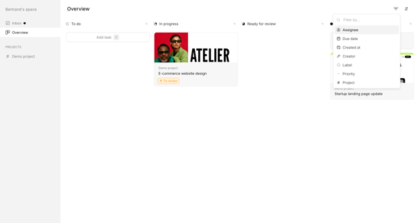 Workflow screen