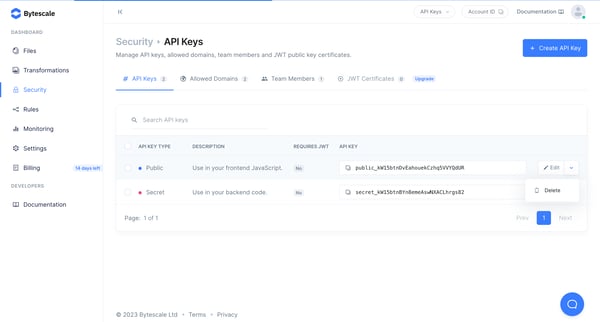 Security | Bytescale screen