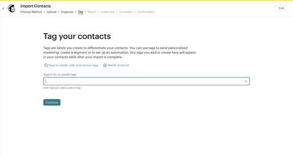 List Import | Mailchimp screen
