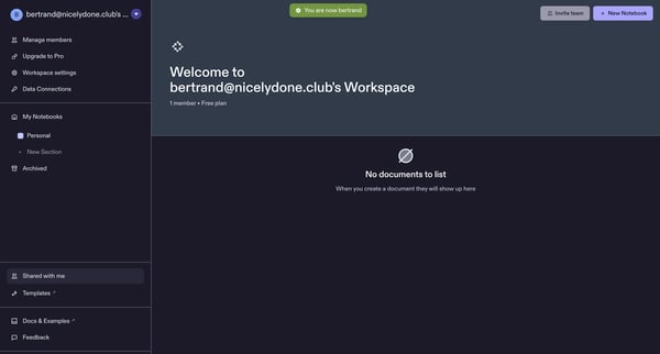 bertrand@nicelydone.clubs Workspace | Decipad screen