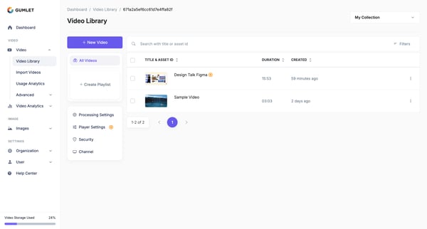 Video Library - Gumlet screen