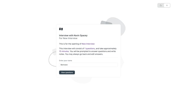Hireproof interview | Beta screen