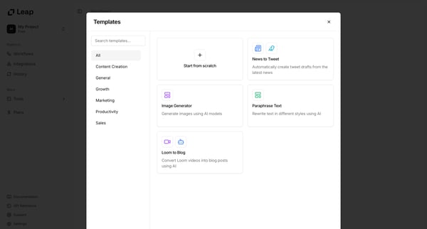 Leap AI | Automate any workflow with AI screen