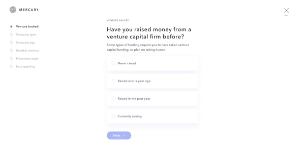 Mercury | Banking for startups screen