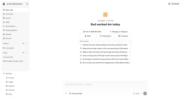 Bud - Your AI Worker screen