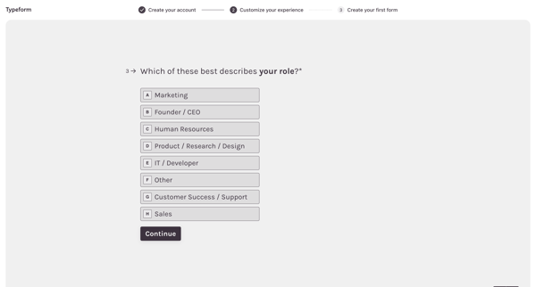 Typeform - Workspaces screen