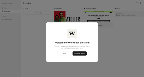 Workflow screen