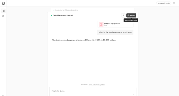 Total Revenue Shared | Quin screen