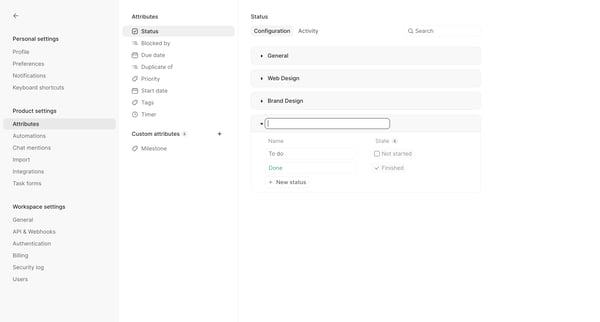Attributes - Height screen