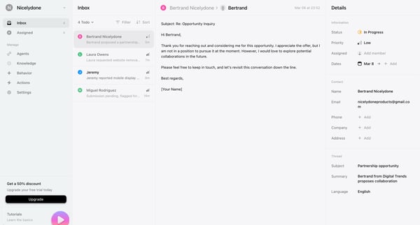 Inbox › Bertrand Nicelydone screen