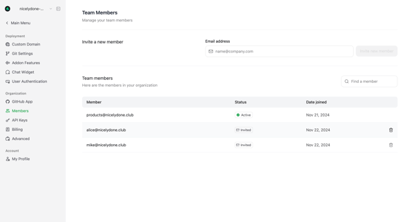 Team Members - Mintlify screen