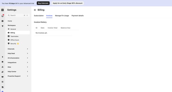 Invoices | Billing Nicelydone Intercom from Intercom
