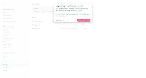 Billing settings - Height from Height
