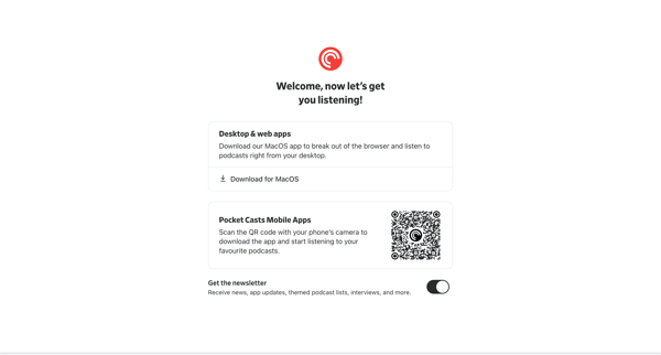 Web Player - Pocket Casts screen