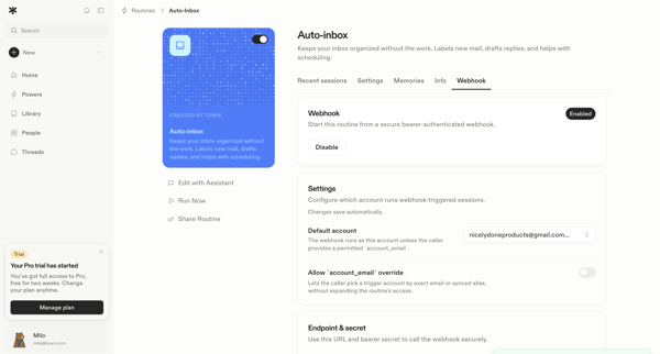 Auto-inbox screen