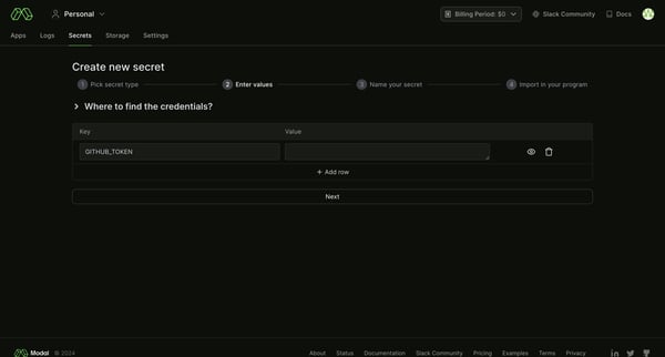 Modal screen
