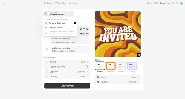 Create Event · Luma screen