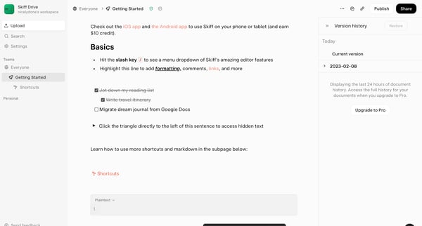 Getting Started — Skiff screen