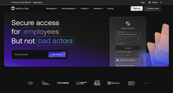Auth0 Secure access for everyone. But not just anyone. screen