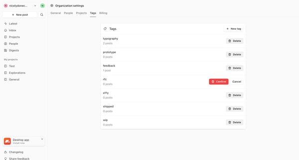 nicelydoneclub tags screen