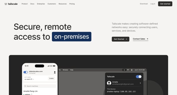 Tailscale · Best VPN Service for Secure Networks screen