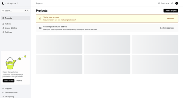 Projects – Dashboard - Latitude.sh screen
