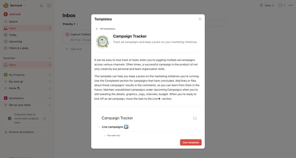 Inbox – Todoist screen