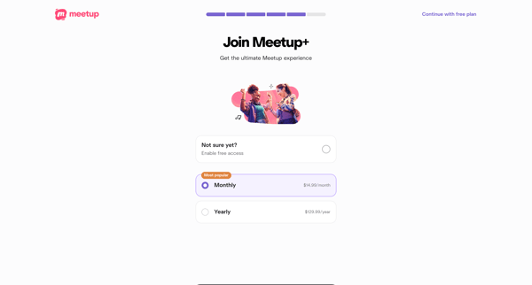 Welcome | Meetup screen