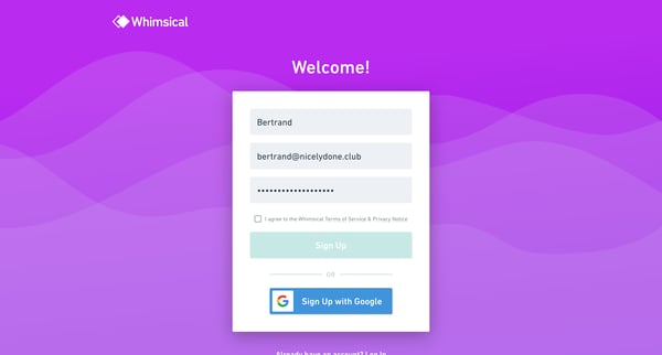 Sign Up | Whimsical from Whimsical