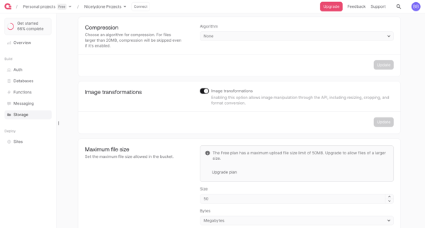 Bucket - Appwrite screen