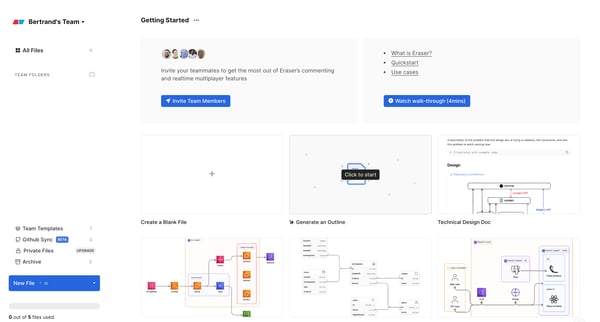 Bertrands Team Workspaces — Eraser screen
