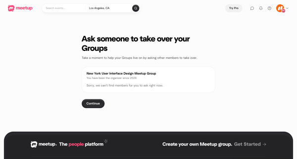 Nominate | Meetup screen