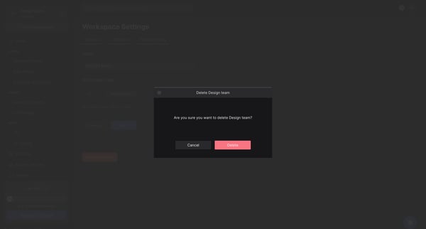 Team Settings - Runway screen