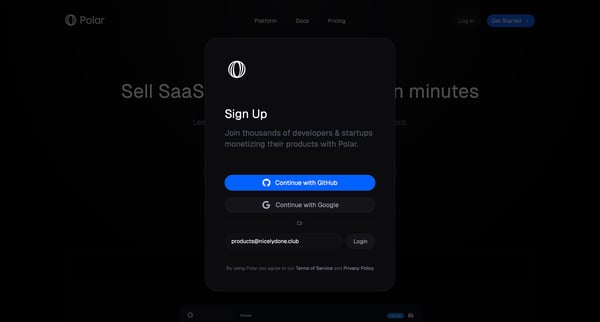 Polar — The best monetization platform for developers | Polar screen
