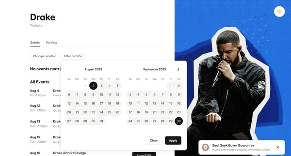 Drake Concert Tickets, 2023 Tour Dates | Locations  SeatGeek screen