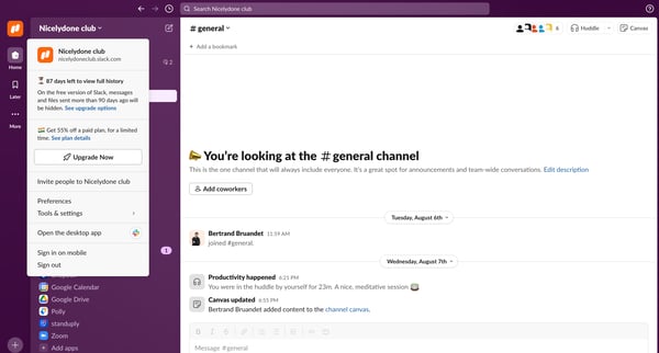 general Channel - Nicelydone club - 1 new item - Slack from Slack