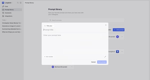 Prompt library screen