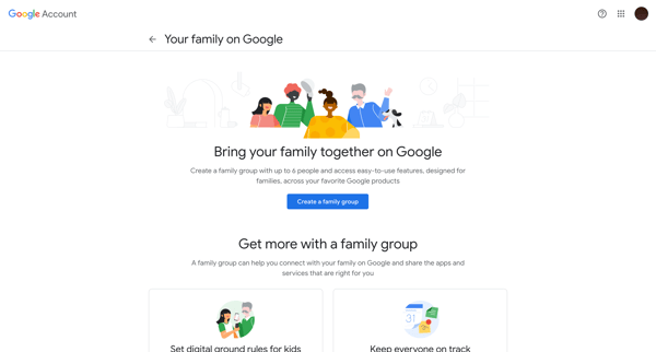 Your family on Google screen